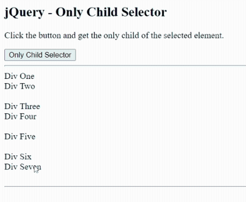 jQuery :only-child セレクタ