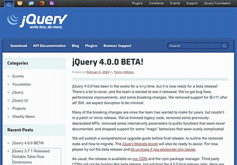 jQueryの最新のバージョンは？