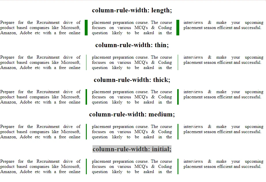 CSS プロパティ column-rule-style