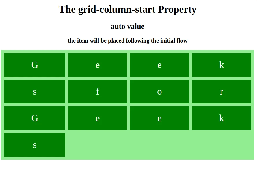 CSS プロパティ grid-column