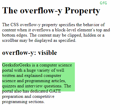 CSS プロパティ overflow-y