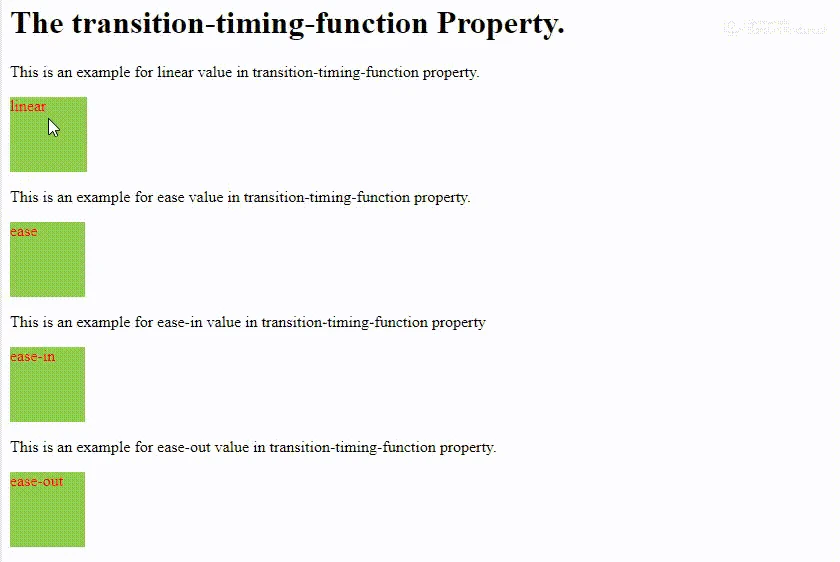 CSS プロパティ transition-timing-function