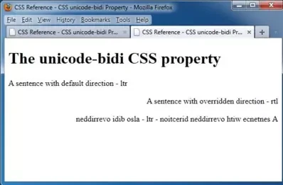 CSS プロパティ unicode-bidi