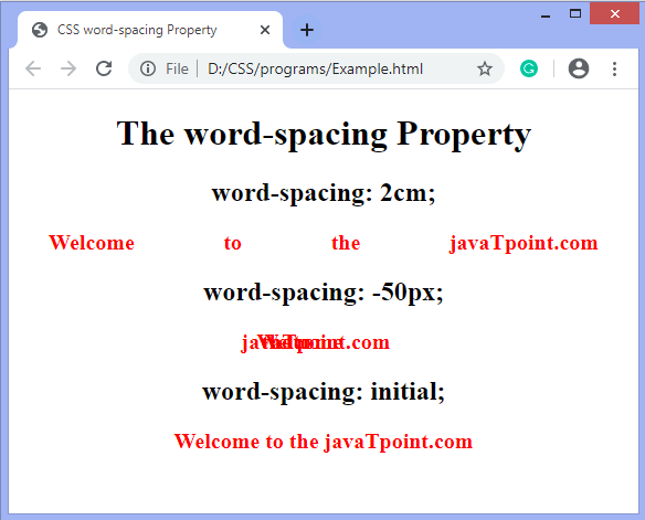 CSS プロパティ word-spacing