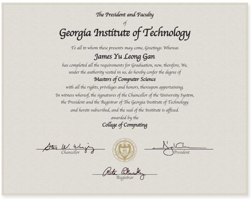 georgia institute of technology online masters in computer science