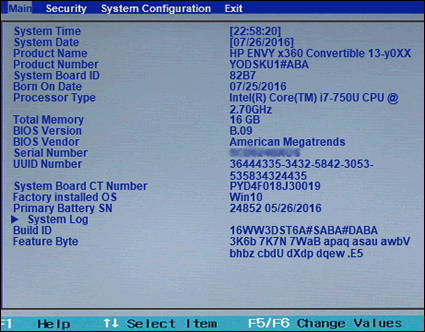 hp computer setup