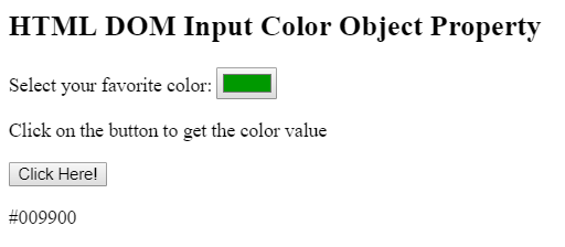 HTML DOM input オブジェクト - color