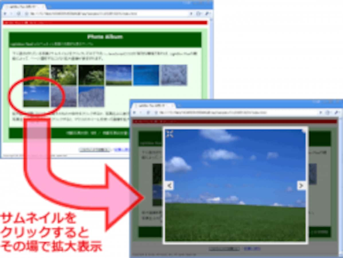 html 画像 クリック 拡大