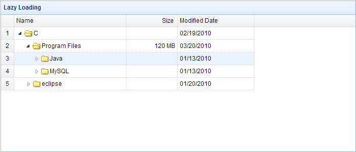 jEasyUI ツリー グリッドの遅延読み込みノード