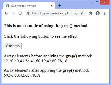 jQuery $.grep() メソッド