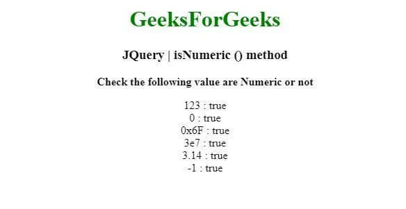 jQuery $.isNumeric() メソッド