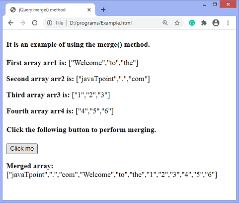 jQuery $.merge() メソッド