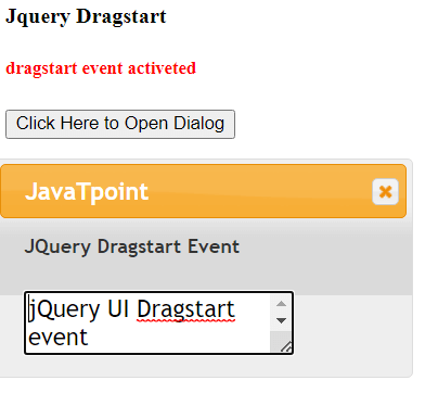 jQuery 'dragstart