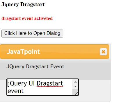 jQuery 'dragstart