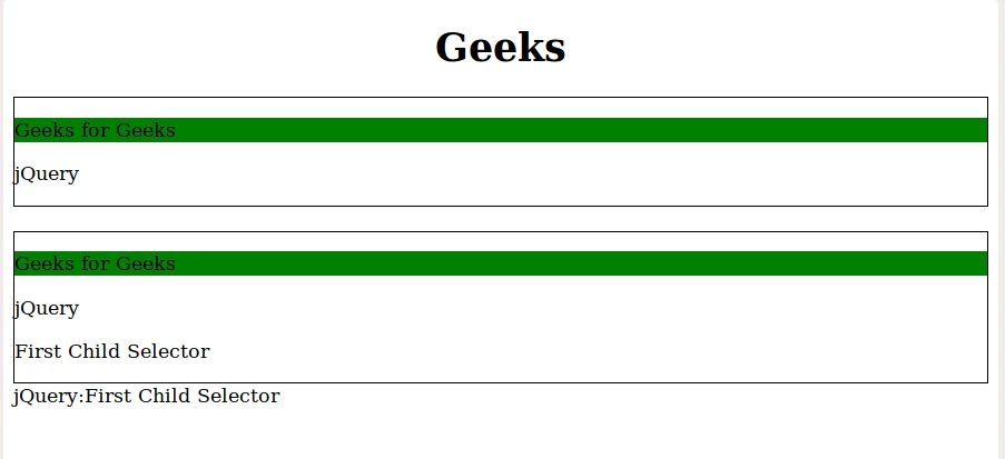 jquery first-child