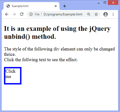 jQuery unbind() メソッド