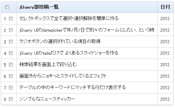 jquery チェックボックス 外す 一括