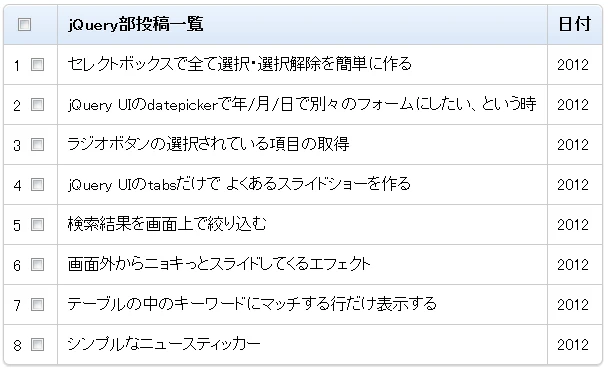 jquery チェックボックス 外す 一括