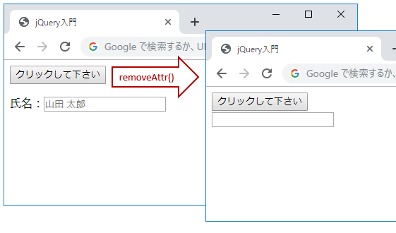 jQueryのremoveAttr()メソッド